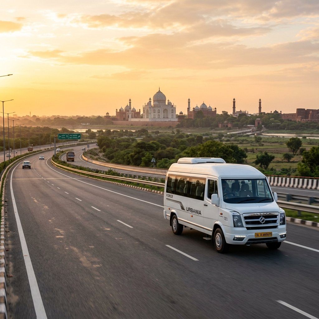 Taj Mahal marble monument in Agra, Uttar Pradesh – Delhi to Agra Urbania on rent for family & group tours