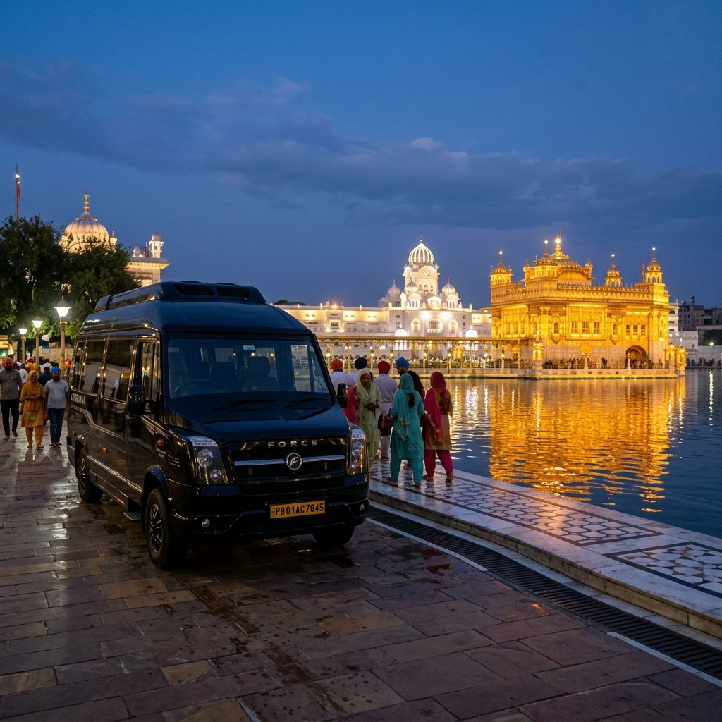 Golden Temple sanctum and holy sarovar in Amritsar, Punjab – Delhi to Amritsar Urbania on rent for family & group tours