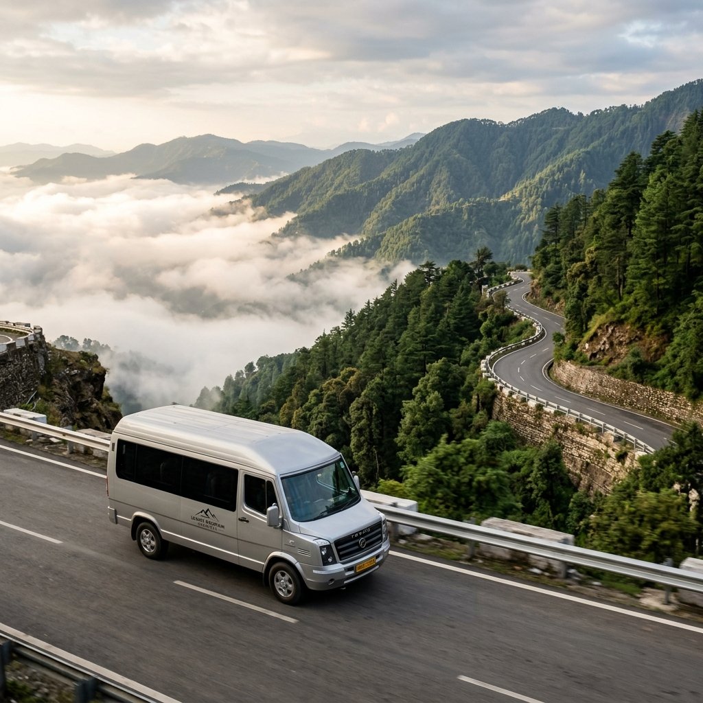 Kempty Falls and scenic mountain valley in Mussoorie, Uttarakhand – Delhi to Mussoorie Urbania on rent for family & group tours