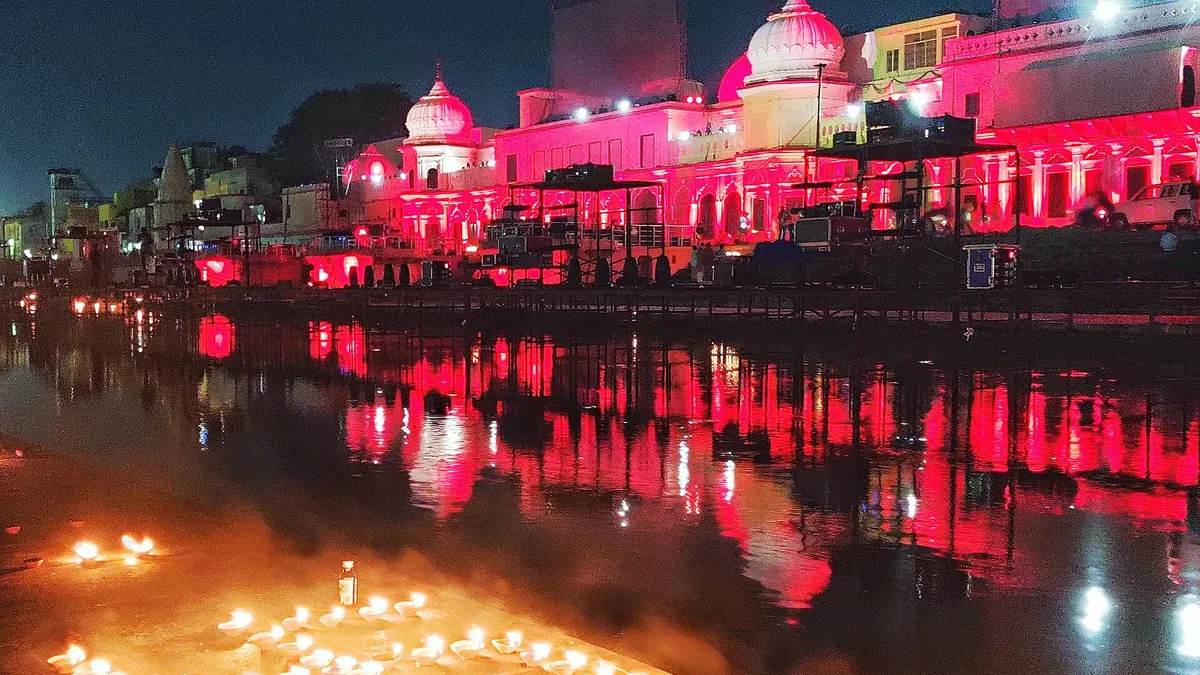 Shri Ram Janmabhoomi Mandir & Saryu River Ghats in Ayodhya, Uttar Pradesh – Delhi to Ayodhya Urbania on rent for family & group tours